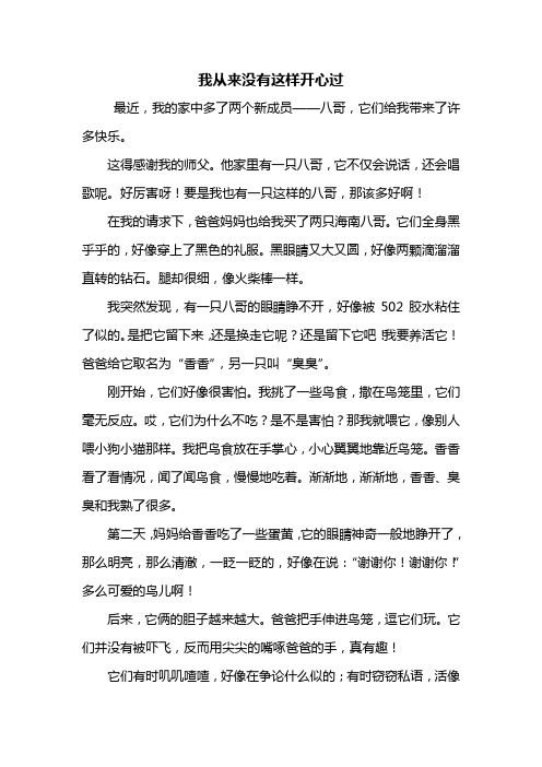三年级作文：我从来没有这样开心过作文600字