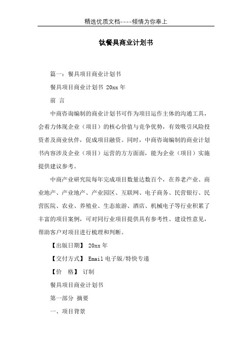 钛餐具商业计划书(共13页)