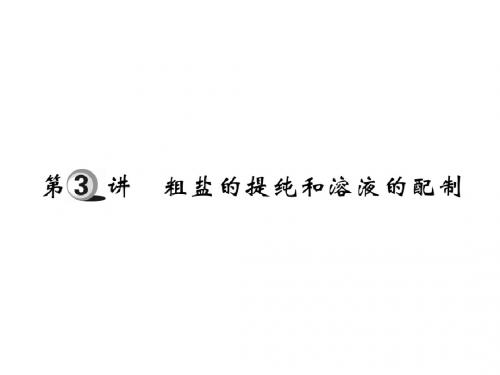 山东省示范名校中考化学复习第三章化学实验第3讲粗盐的提纯和溶液的配制课件