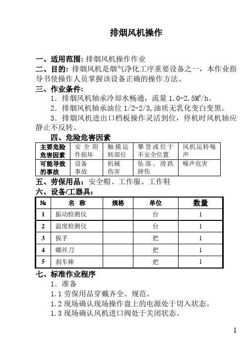 排烟风机操作  指导书