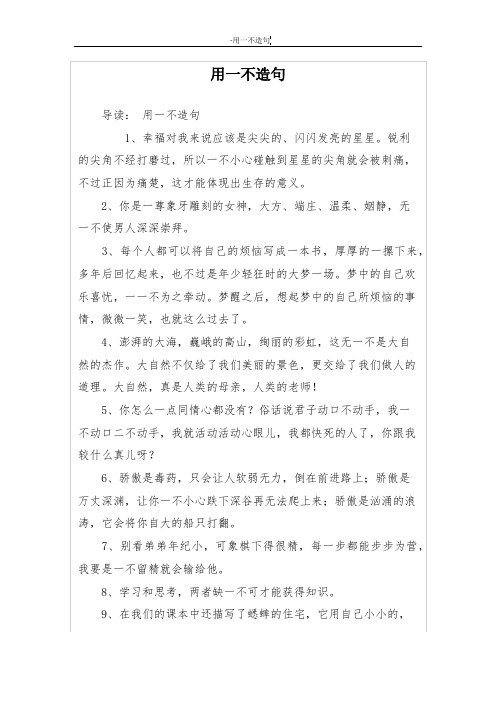 用一不造句