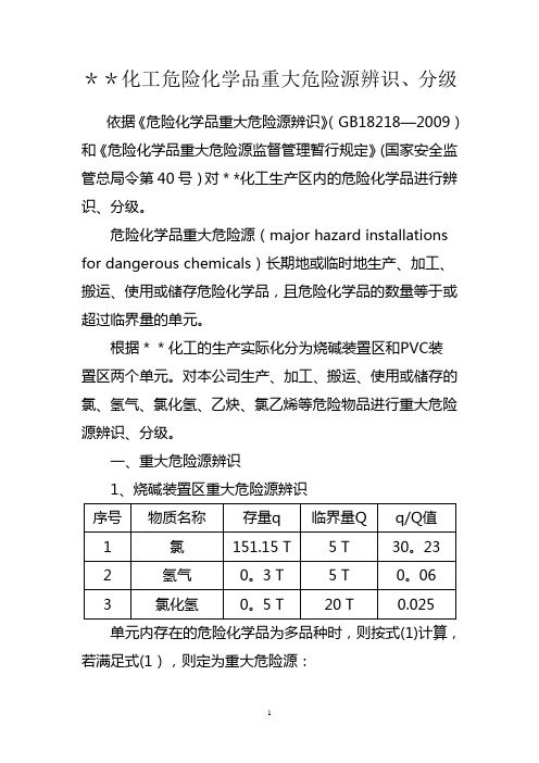 危险化学品重大危险源辨识、分级记录