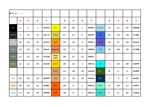 常见色彩RGB值