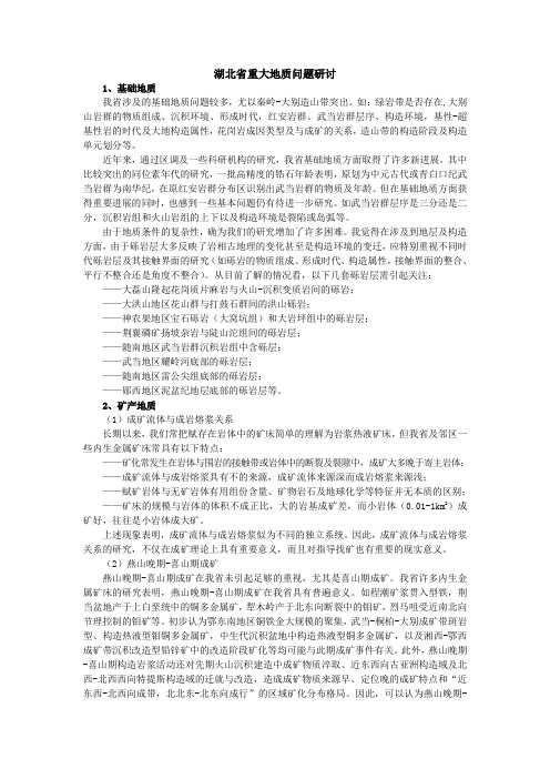 湖北省重大地质问题研讨