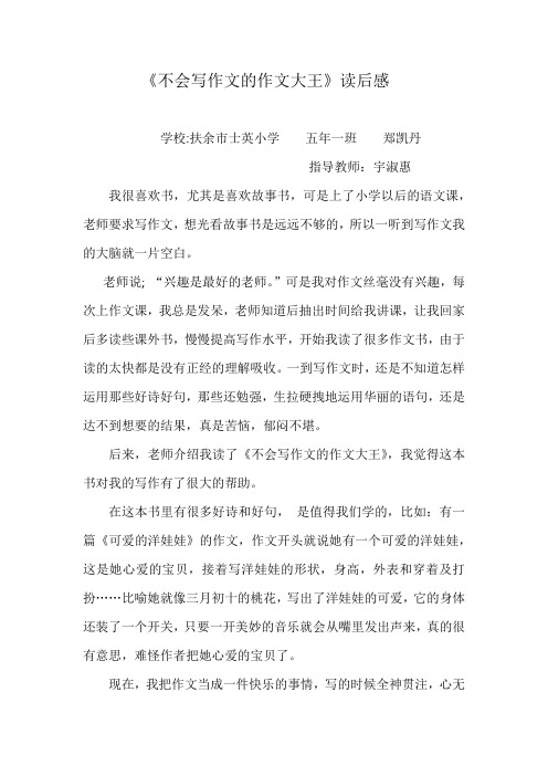 不会写作文的作文大王