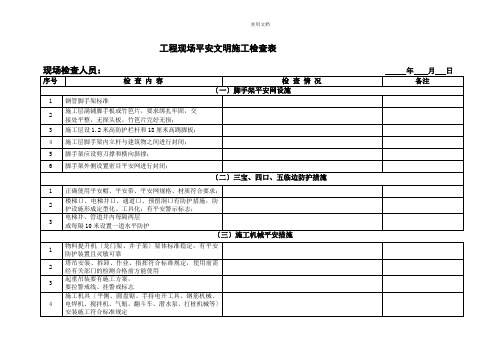 安全文明检查表