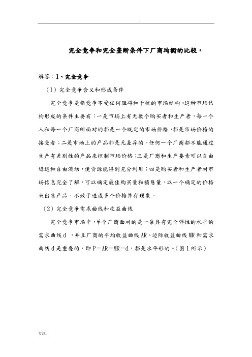 竞争和完全垄断条件下厂商均衡的比较