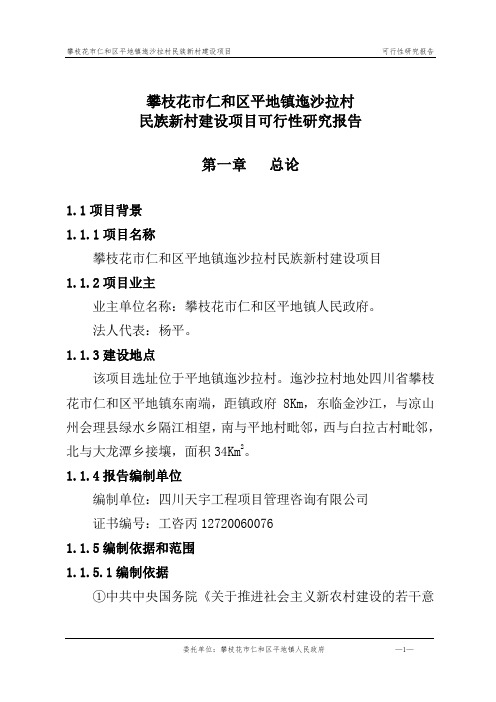 平地镇迤沙拉村民族新村建设项目可行性研究报告