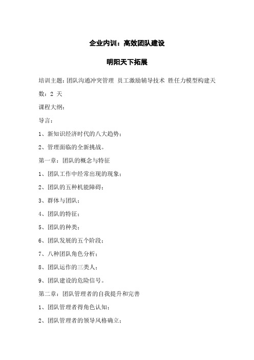 拓展内训课程：高效团队建设