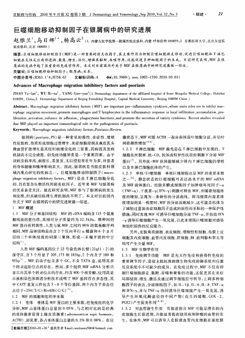 巨噬细胞移动抑制因子在银屑病中的研究进展