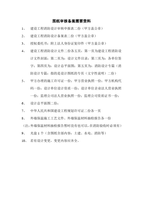 图纸设计审核需要资料清单
