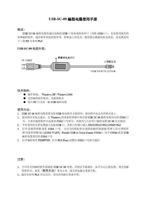USB-SC-09编程电缆使用手册