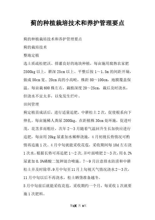 蓟的种植栽培技术和养护管理要点