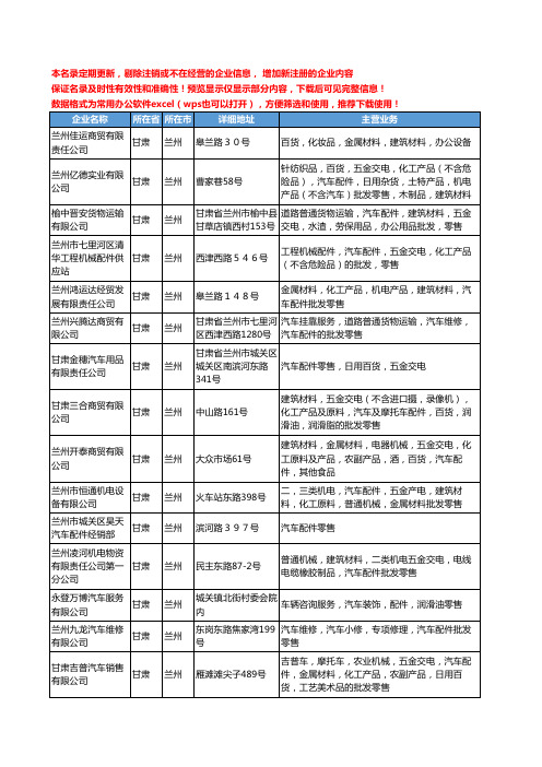 新版甘肃省汽车配件零售工商企业公司商家名录名单联系方式大全371家