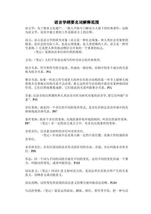 语言学纲要名词解释范围