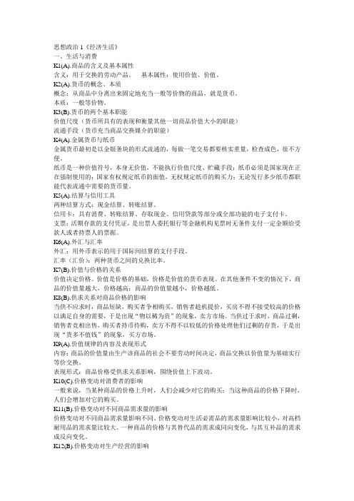 高中政治必修一按学业水平考试考点整理