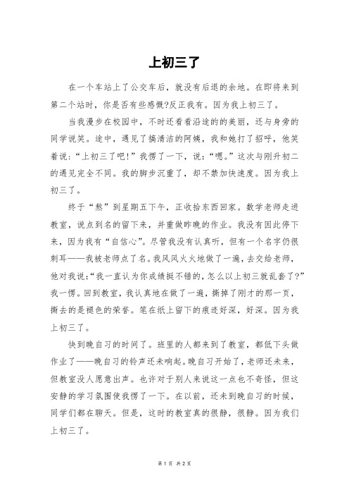 上初三了_初三作文