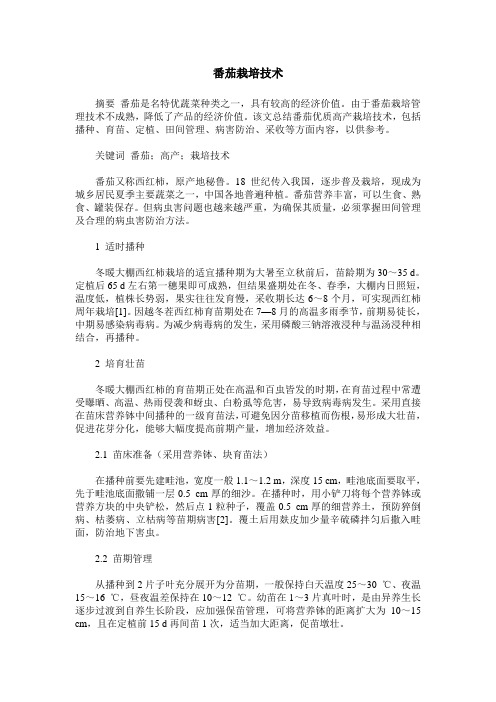 番茄栽培技术