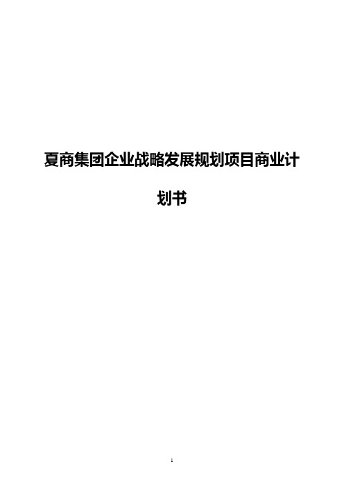 【完整版】夏商集团企业战略发展规划项目商业计划书
