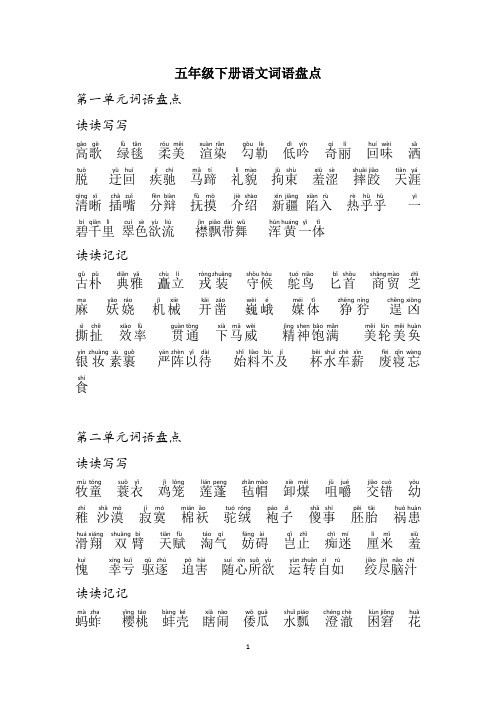五年级下册语文词语盘点(有拼音)