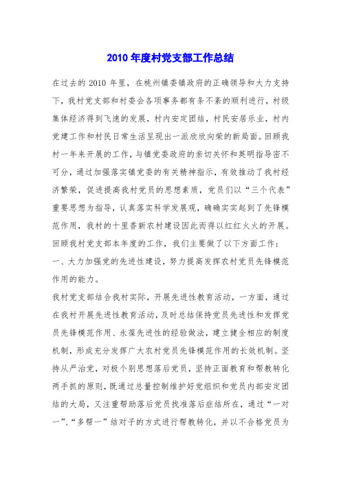 2010年度村党支部工作总结