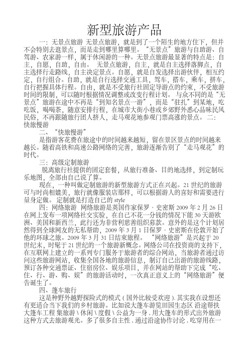 国内外新型旅游产品