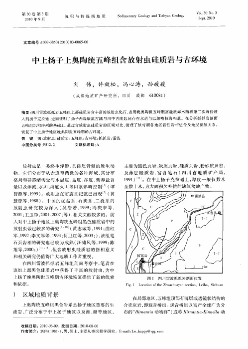中上扬子上奥陶统五峰组含放射虫硅质岩与古环境