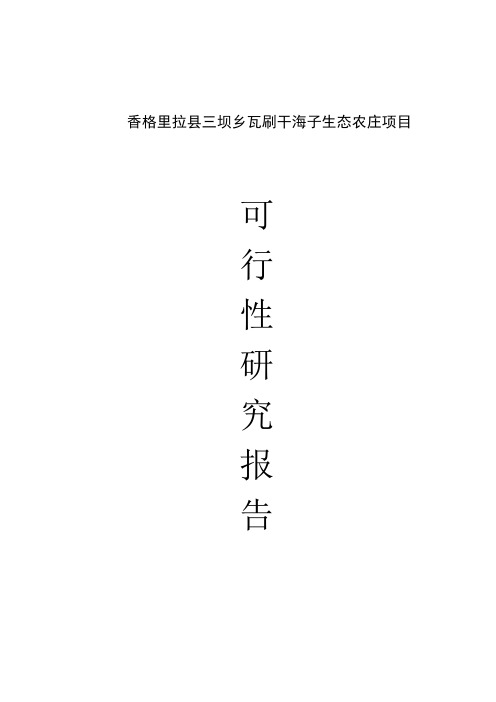 瓦刷干海子农业生态农庄项目可行性研究报告