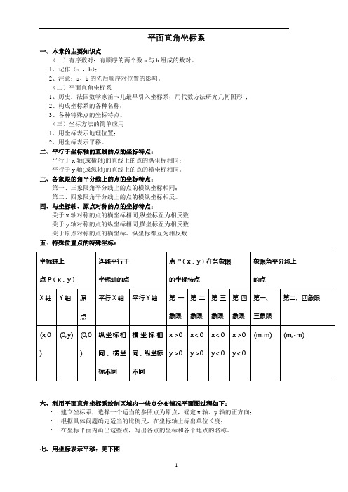 七平面直角坐标系知识点 例题