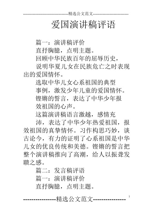 爱国演讲稿评语