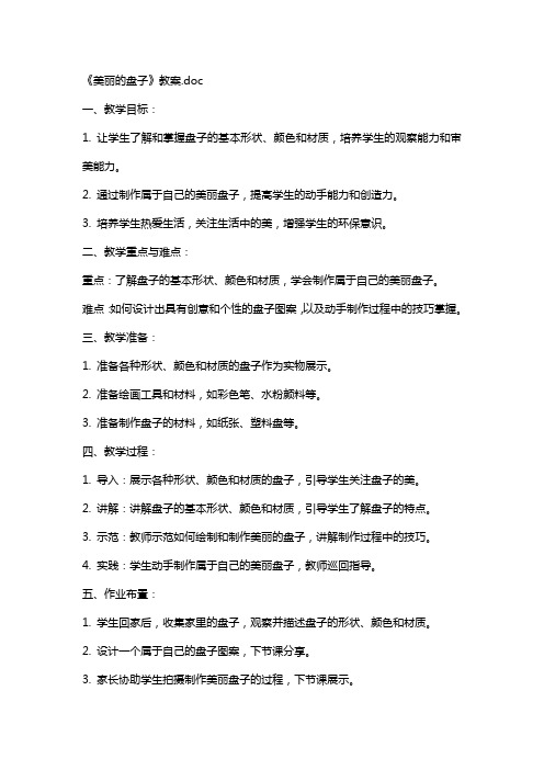 《美丽的盘子》教案