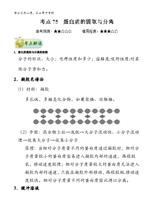 75 蛋白质的提取与分离-2018年高考生物考点一遍过含解析