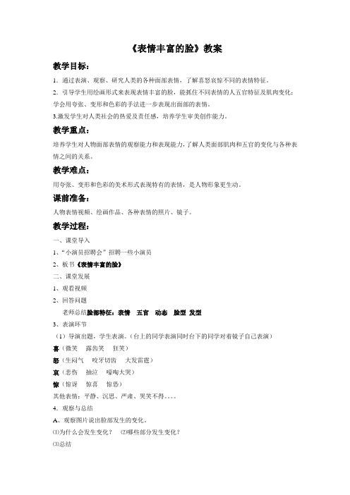 《表情丰富的脸》教案[2]