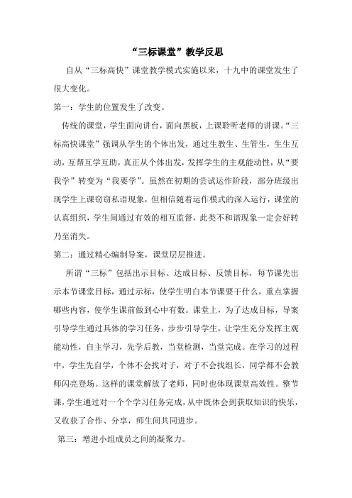 “三标课堂”教学反思