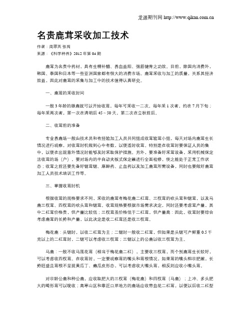 名贵鹿茸采收加工技术