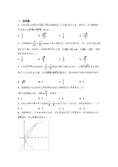 (常考题)北师大版高中数学选修1-1第二章《圆锥曲线与方程》测试题(包含答案解析)(1)