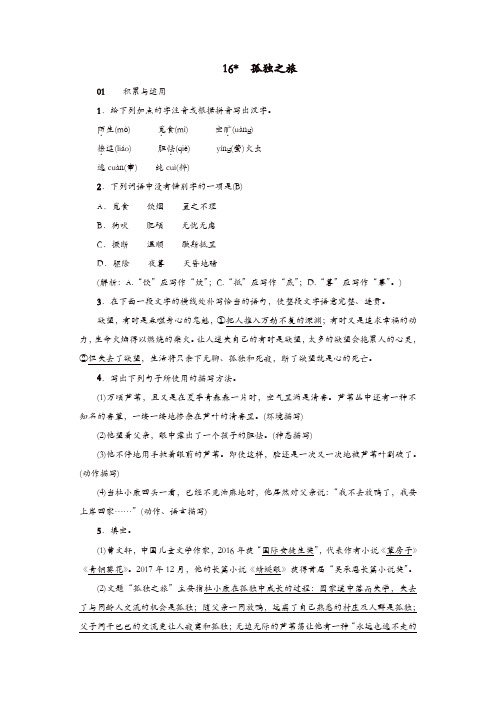 部编(统编)版2019年九年级语文上册16孤独之旅习题【精品】