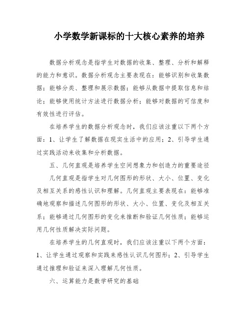 小学数学新课标的十大核心素养的培养