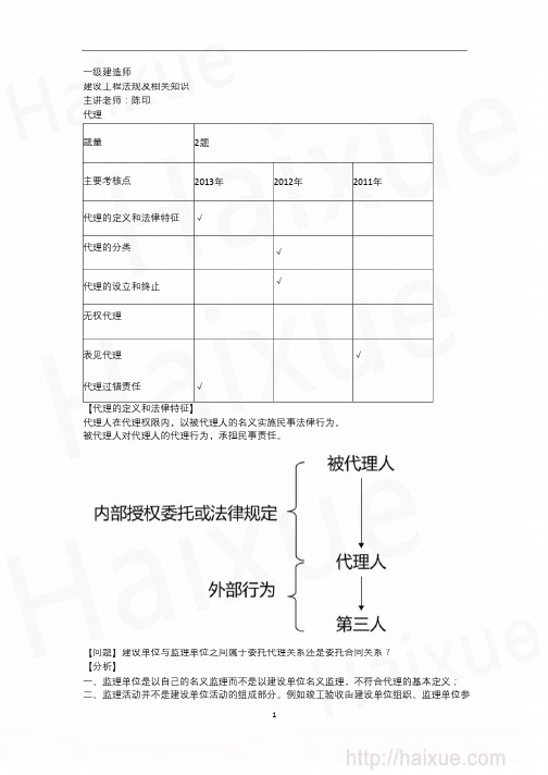 陈印 一级建造师 建设工程法规及相关知识 (3) 1Z301000 建设工程代理制度和物权制度_PDF转换成word转换器