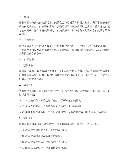 形式政策课社会实践报告