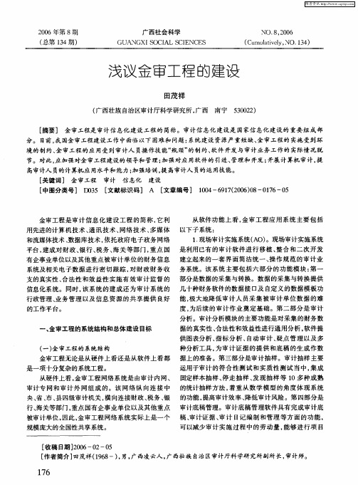 浅议金审工程的建设