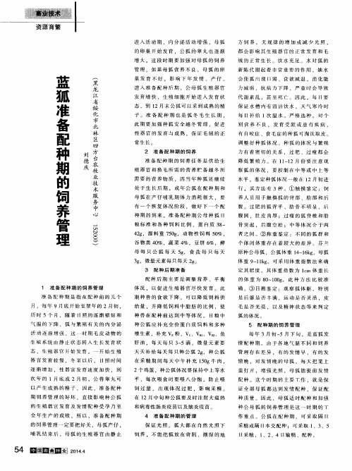 蓝狐准备配种期的饲养管理