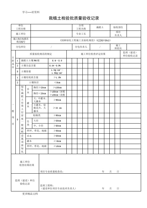 最新《园林绿化工程施工及验收规范》(CJJ82-)表格