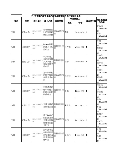 安徽大学创新创业项目