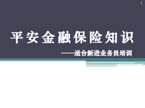 新进业务员金融保险知识培训课件PPT