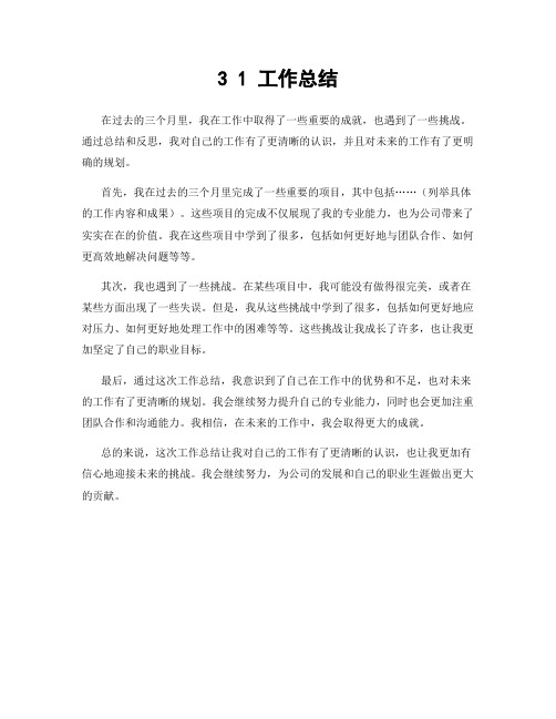 3 1 工作总结