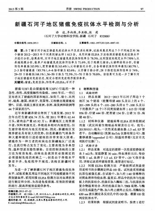 新疆石河子地区猪瘟免疫抗体水平检测与分析
