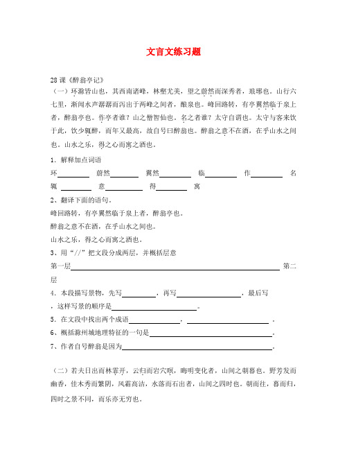 (语文试卷八年级)28 《醉翁亭记》练习题
