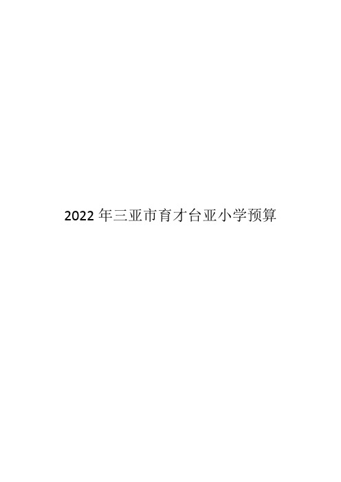 2022年三亚市育才台亚小学预算