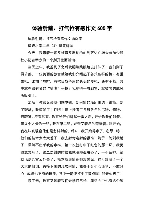 体验射箭、打气枪有感作文600字